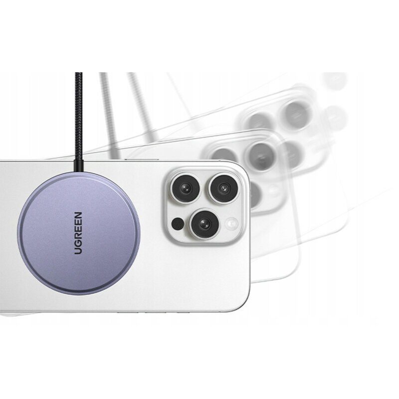 Incarcator wireless magnetic Qi2 Ugreen, 15W, gri, 55206