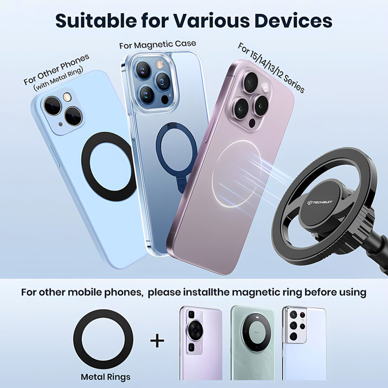 Suport auto MagSafe pentru bord cu ventuza Techsuit MagProX S12