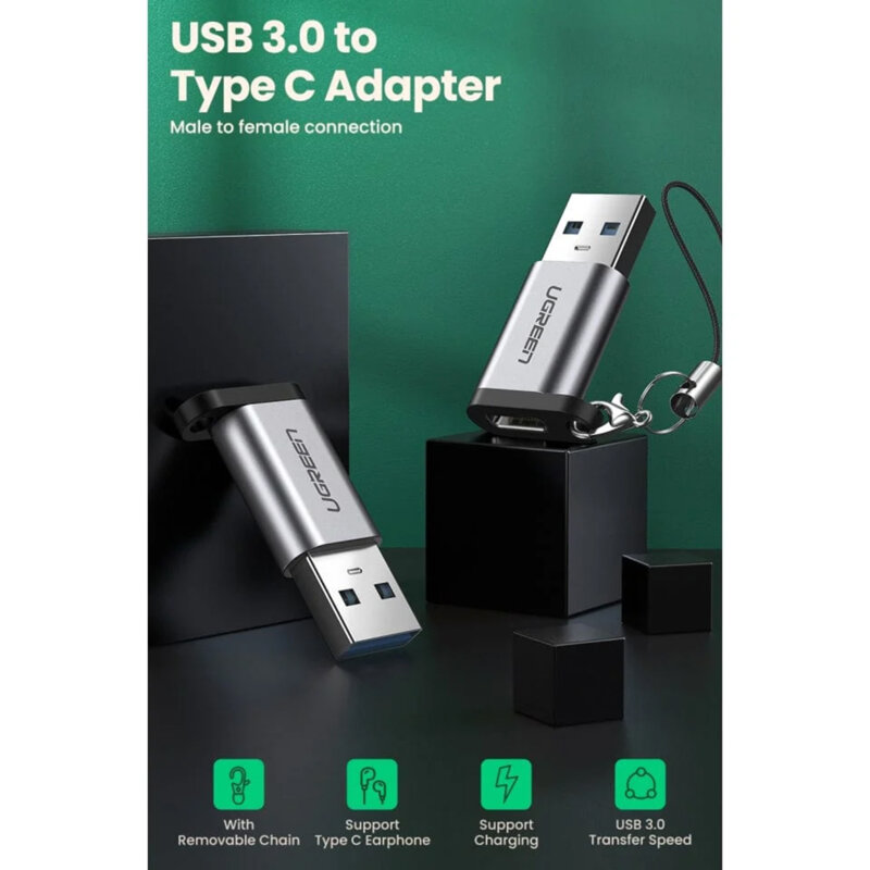 Adaptor OTG USB la tip C Ugreen, 3A, QC3.0, 5Gbps, 50533