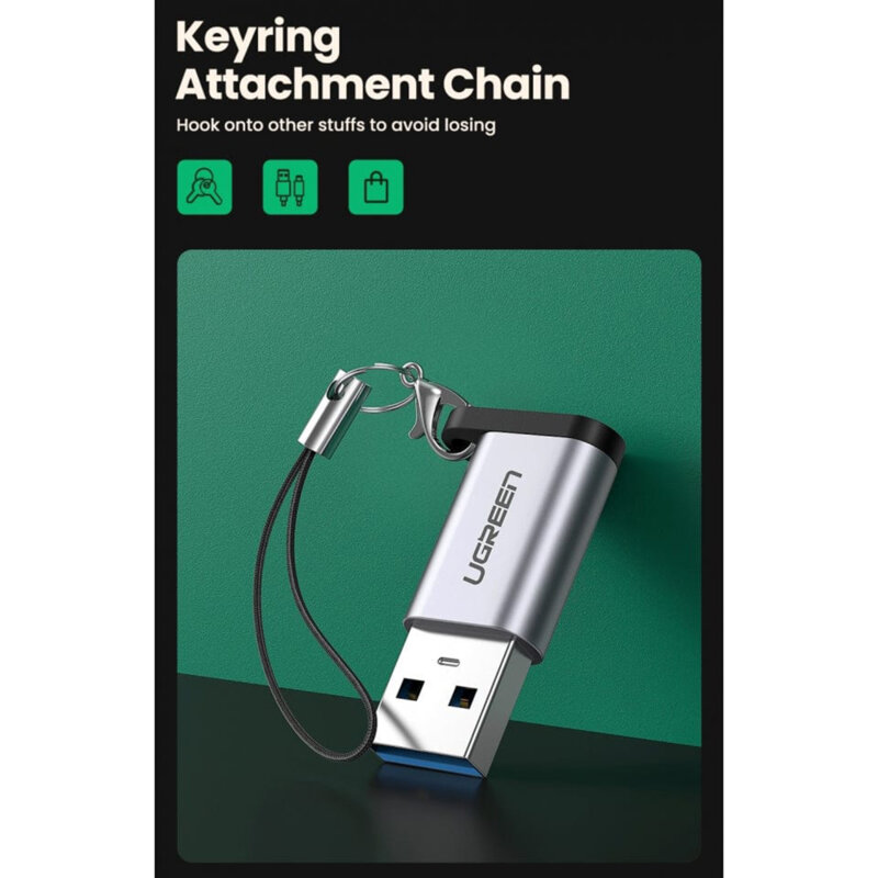 Adaptor OTG USB la tip C Ugreen, 3A, QC3.0, 5Gbps, 50533