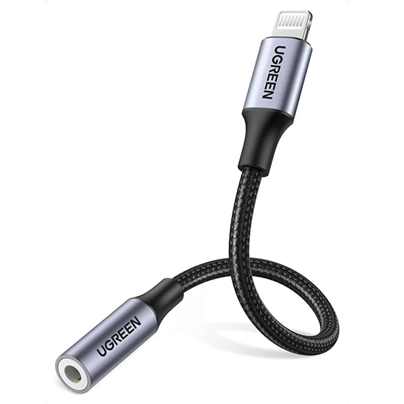 Adaptor audio Jack la Lightning Ugreen, 12cm, negru, 30756