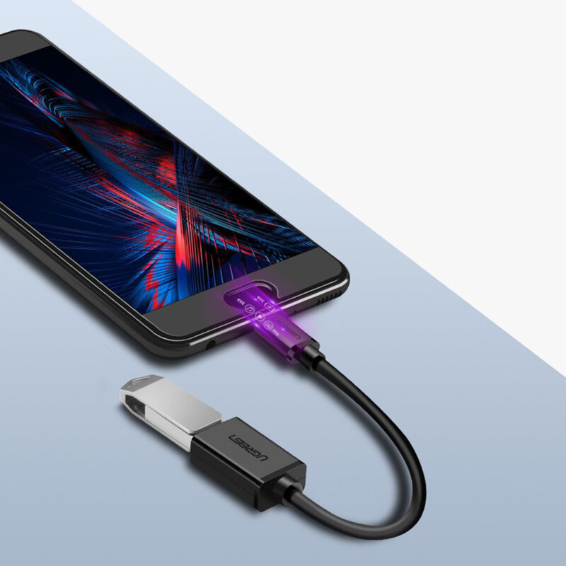 Adaptor cu cablu Ugreen, USB la USB Type-C 3.0 OTG, 5Gbps, negru 30701