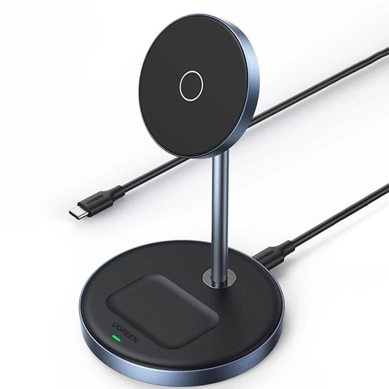 Statie incarcare 2in1 wireless Qi, 20W, Ugreen, magnetic, negru, 90668