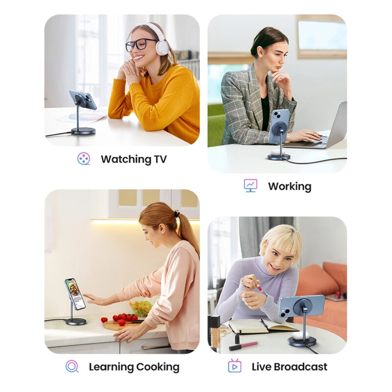 Statie incarcare 2in1 wireless Qi, 20W, Ugreen, magnetic, negru, 90668