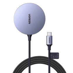 Incarcator wireless pentru telefon Qi 15W Ugreen, gri,  30233