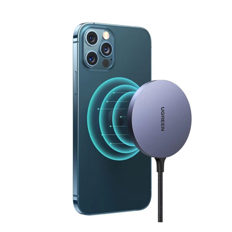 Incarcator wireless pentru telefon Qi 15W Ugreen, gri,  30233