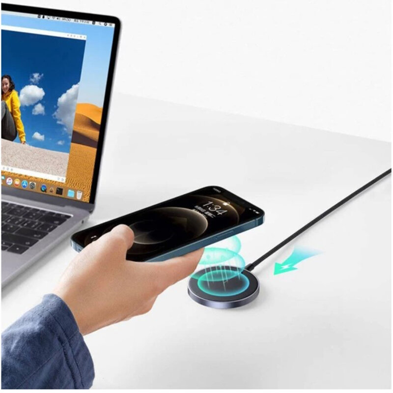 Incarcator wireless pentru telefon Qi 15W Ugreen, gri,  30233