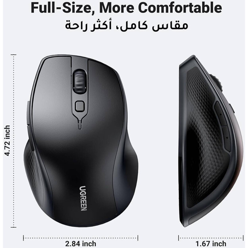 Mouse wireless Bluetooth pentru laptop, PC Ugreen, negru, 90395