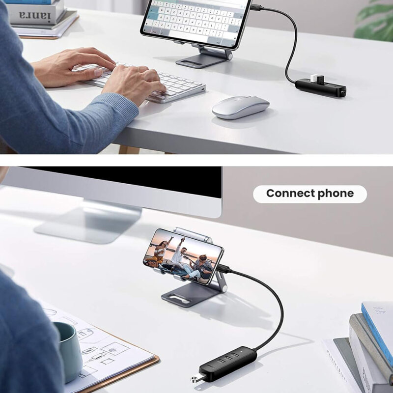 Hub Type-C la 4x USB, 5Gbps Ugreen, 0.25m, negru, 10916