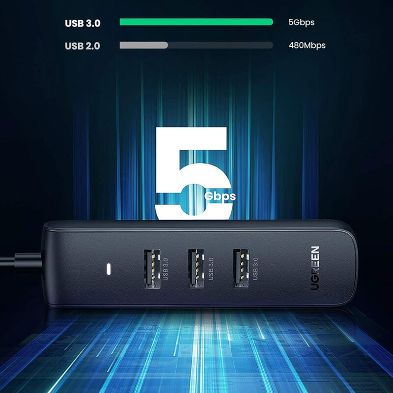 Hub Type-C la 4x USB, 5Gbps Ugreen, 0.25m, negru, 10916