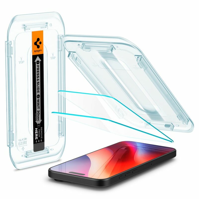 [Pachet 2x] Folie iPhone 17 Pro Max Spigen Glas.tR EZ Fit, transparenta