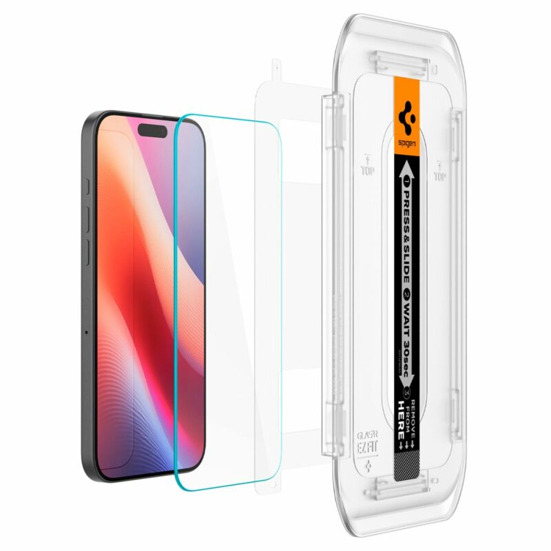 [Pachet 2x] Folie iPhone 17 Pro Spigen Glas.tR EZ Fit, transparenta