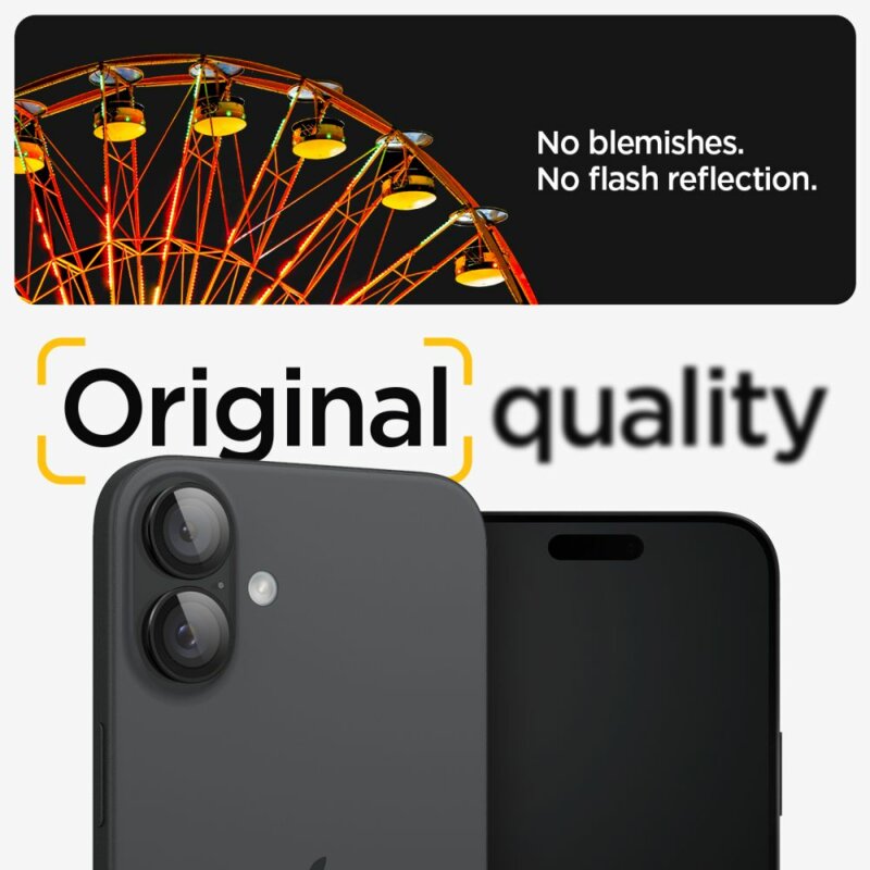 [Pachet 2x] Folie sticla camera iPhone 17 Spigen Glas.tR Optik EZ Fit Pro, negru