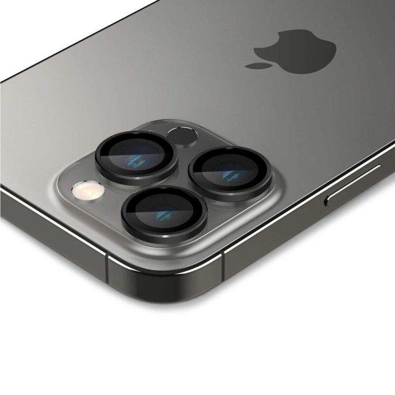 [Pachet 2x] Folie sticla camera iPhone 16 Pro Max Spigen Glas.tR Optik EZ Fit Pro, negru