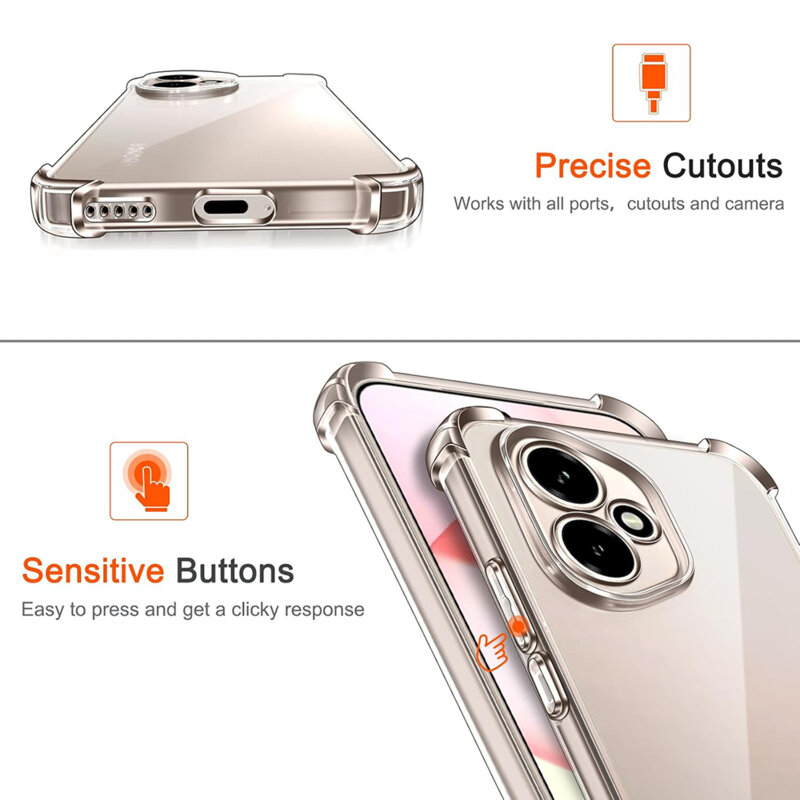 Husa Honor 400 Techsuit Shockproof Clear Silicone, transparenta