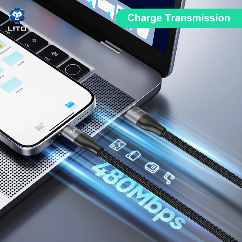 Cablu de date USB la Type-C Fast Charging, 6A Lito LD23T, gri
