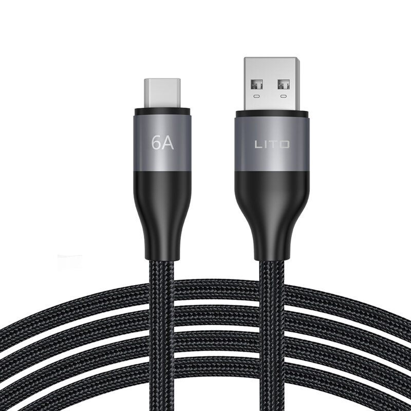 Cablu de date USB la Type-C Fast Charging, 6A Lito LD23T, gri