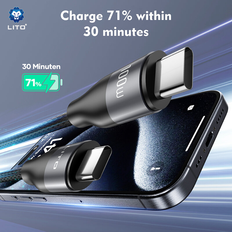 Cablu de date Type-C Fast Charging, 100W, 1m Lito LD23CC, gri
