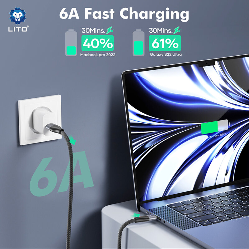 Cablu de date Type-C Fast Charging, 100W, 2m Lito LD25CC, gri