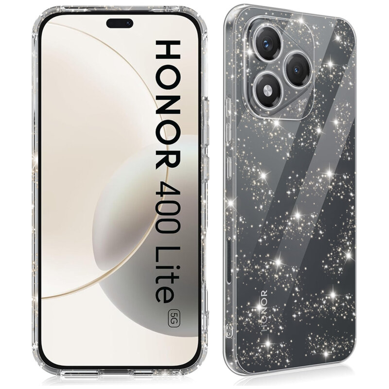 Husa sclipici Honor 400 Lite Techsuit SparkleSkin, transparenta