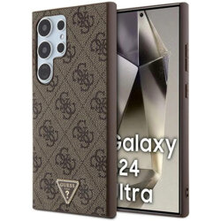 Husa Samsung Galaxy S24 Ultra Guess Leather 4G Triangle Strass, maro, GUHCP24UXP4TDPW