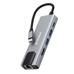 Hub Type-C la 2x USB, 1x Type-C, 1x HDMI, 1x RJ45 Techsuit H1