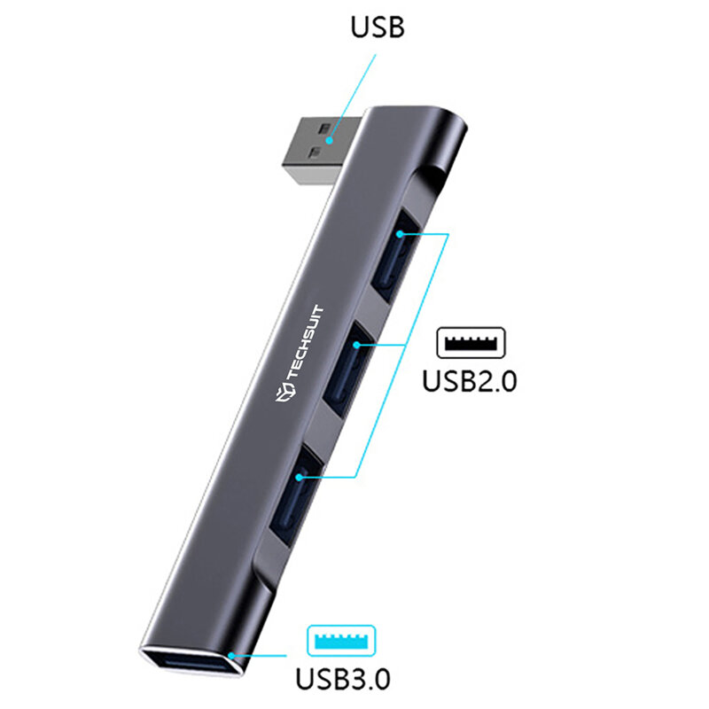 Hub USB la 3x USB 2.0, 1x USB 3.0 Techsuit ZenithDock H14