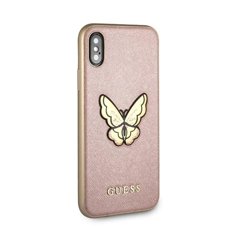 Bumper iPhone XS Guess Butterfly Saffiano - Rose Gold GUHCPXESPBRG