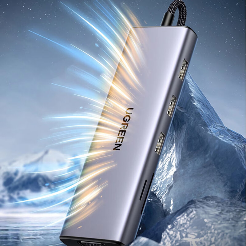 Hub USB-C la 3x USB-A, Type-C, HDMI, VGA, RJ45, SD/TF Card Ugreen, 15600