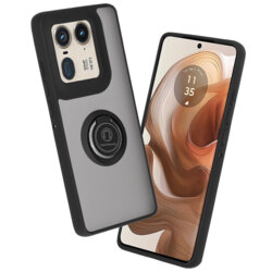 Husa Motorola Edge 50 Ultra Techsuit Glinth cu inel suport stand magnetic, negru