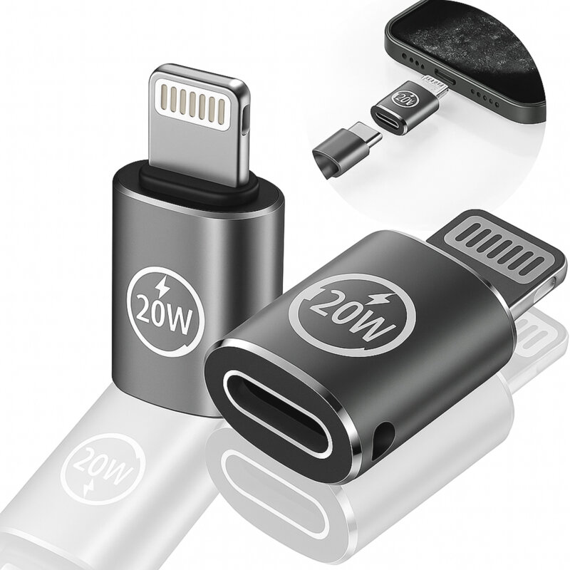 Adaptor OTG premium Type-C la Lightning, 3A Techsuit A11, gri