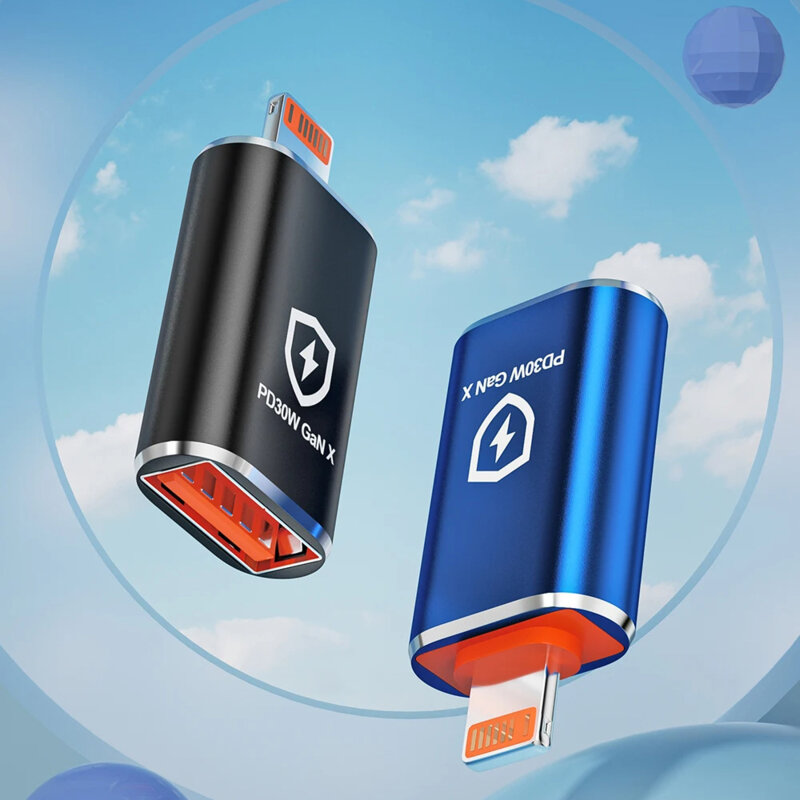 Adaptor OTG premium USB la Lightning, PD30W Techsuit A6, negru