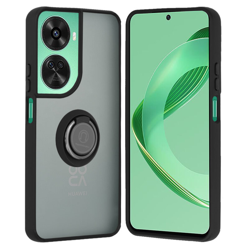 Husa Huawei nova 12 SE Techsuit Glinth cu inel suport stand magnetic, negru