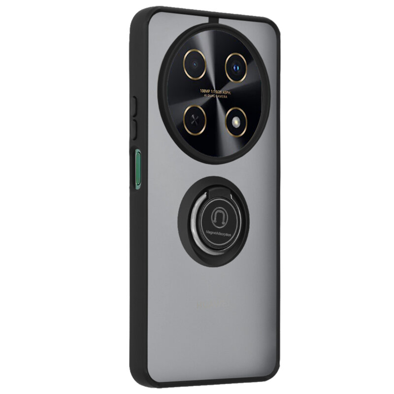 Husa Huawei nova 12i Techsuit Glinth cu inel suport stand magnetic, negru