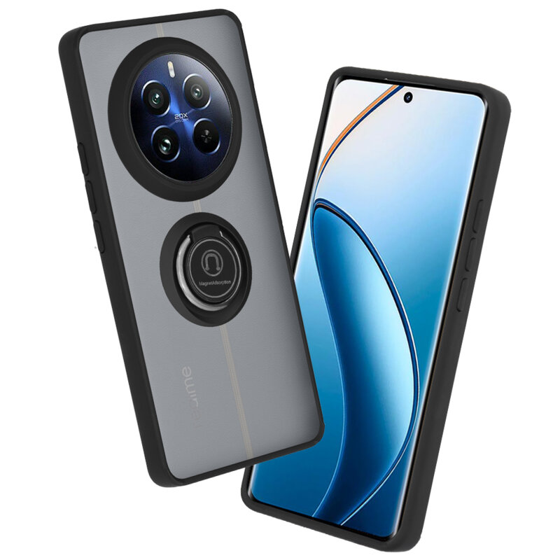 Husa Realme 12 Pro Techsuit Glinth cu inel suport stand magnetic, negru