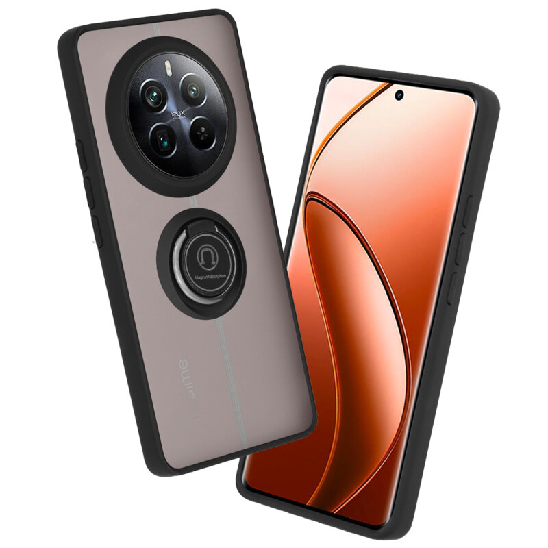 Husa Realme 12 Pro+ Techsuit Glinth cu inel suport stand magnetic, negru