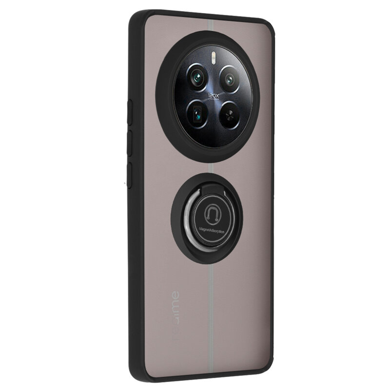Husa Realme 12 Pro+ Techsuit Glinth cu inel suport stand magnetic, negru