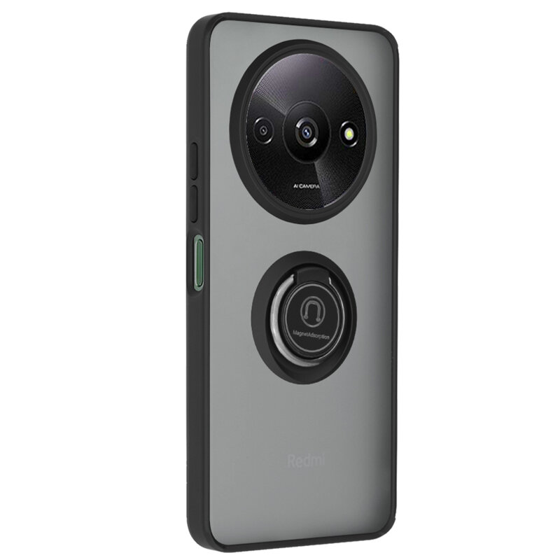 Husa Xiaomi Redmi A3 Techsuit Glinth cu inel suport stand magnetic, negru