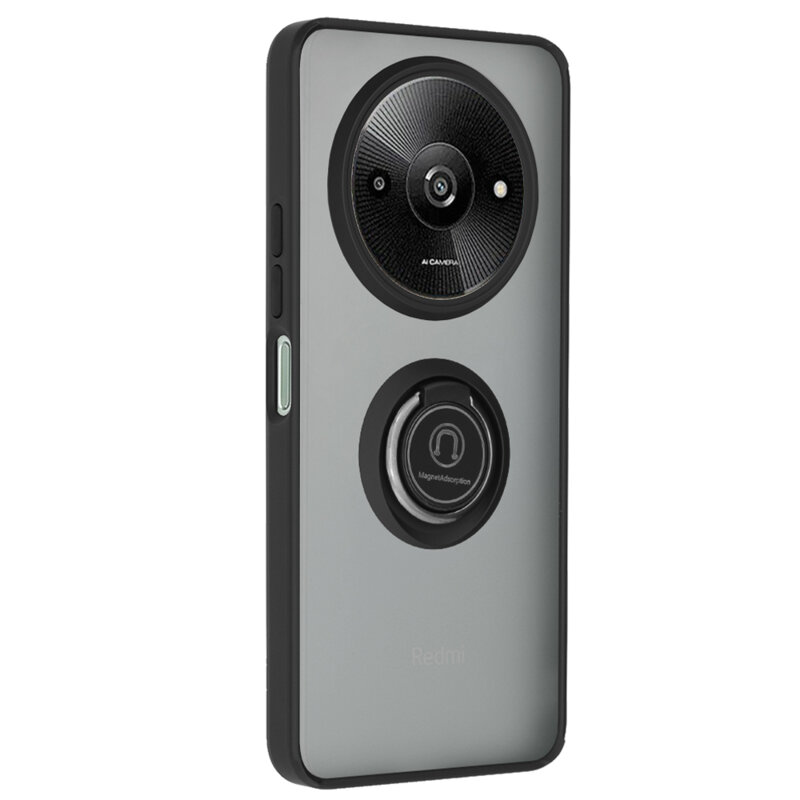 Husa Xiaomi Redmi A3x Techsuit Glinth cu inel suport stand magnetic, negru