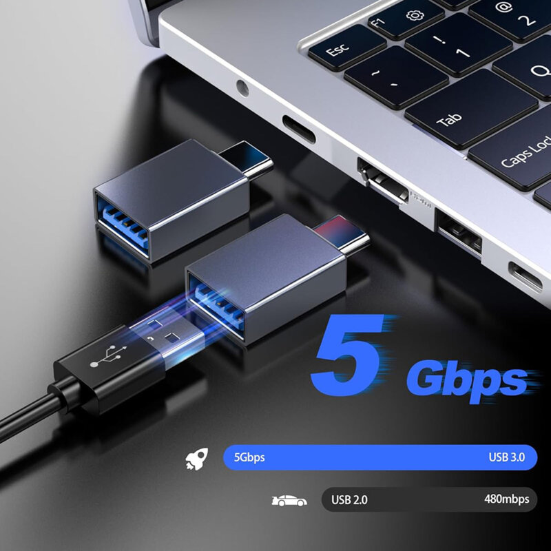 Adaptor OTG premium USB la Type-C, 3A, 5Gbps Techsuit A8, gri