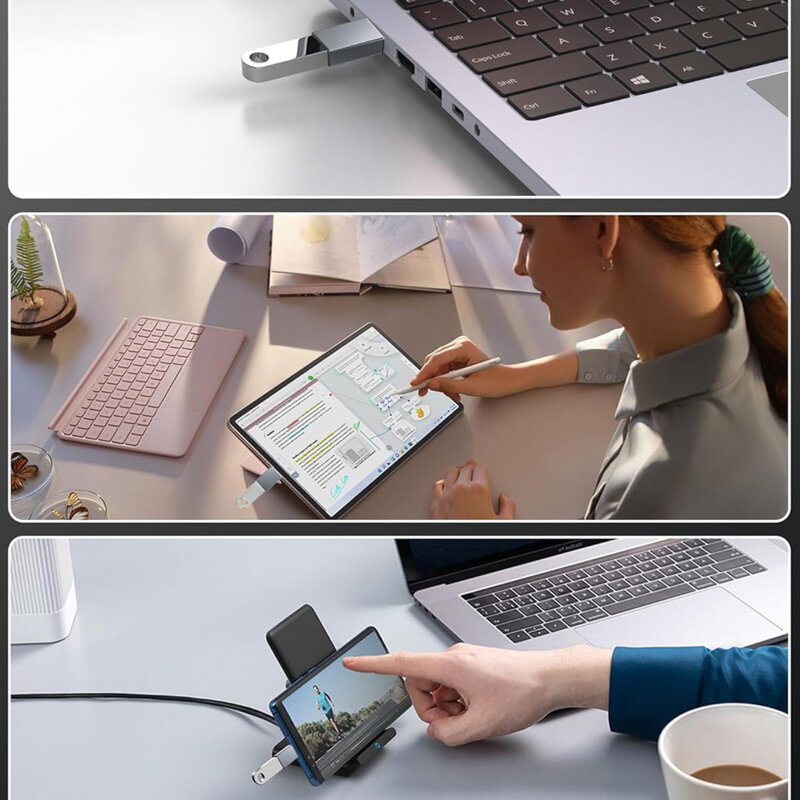 Adaptor OTG premium USB la Type-C, 3A, 5Gbps Techsuit A8, gri