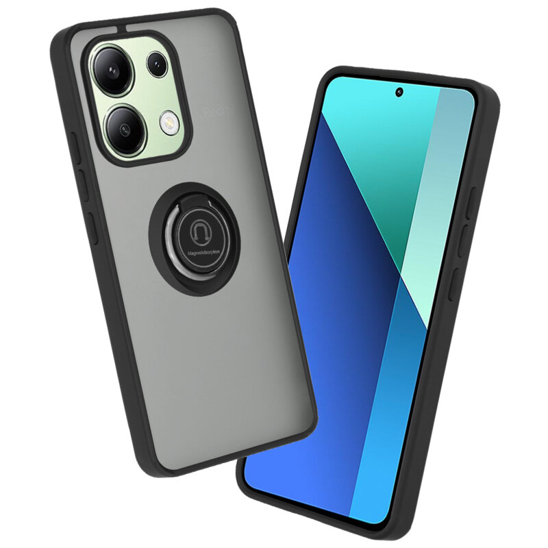 Husa Xiaomi Redmi Note 13 4G Techsuit Glinth cu inel suport stand magnetic, negru