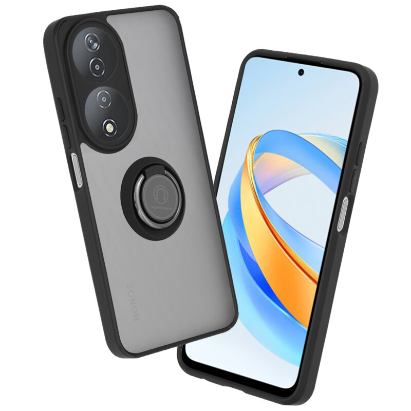 Husa Honor X7b 5G Techsuit Glinth cu inel suport stand magnetic, negru