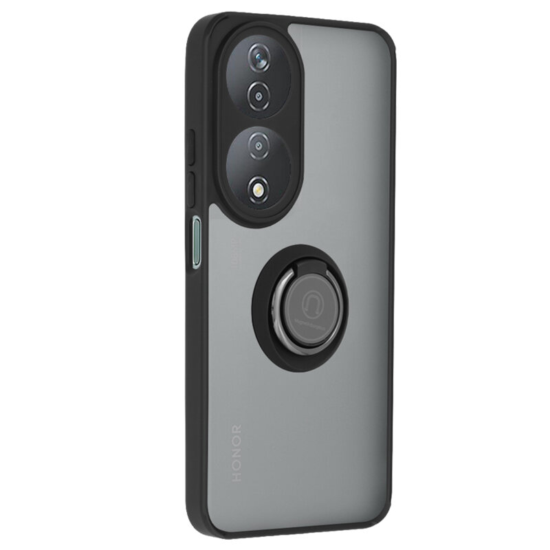 Husa Honor 90 SMART Techsuit Glinth cu inel suport stand magnetic, negru