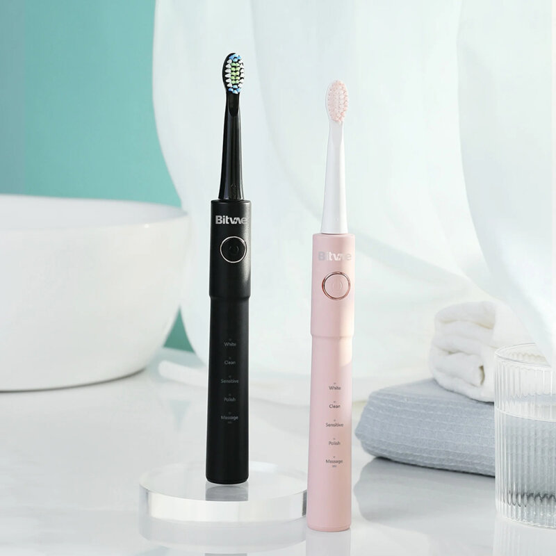 Periuta de dinti sonica cu 5 moduri, 8 capete Bitvae E11, roz