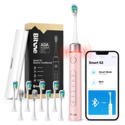 Periuta de dinti ultrasonica soft cu 8 capete Bitvae S2, roz