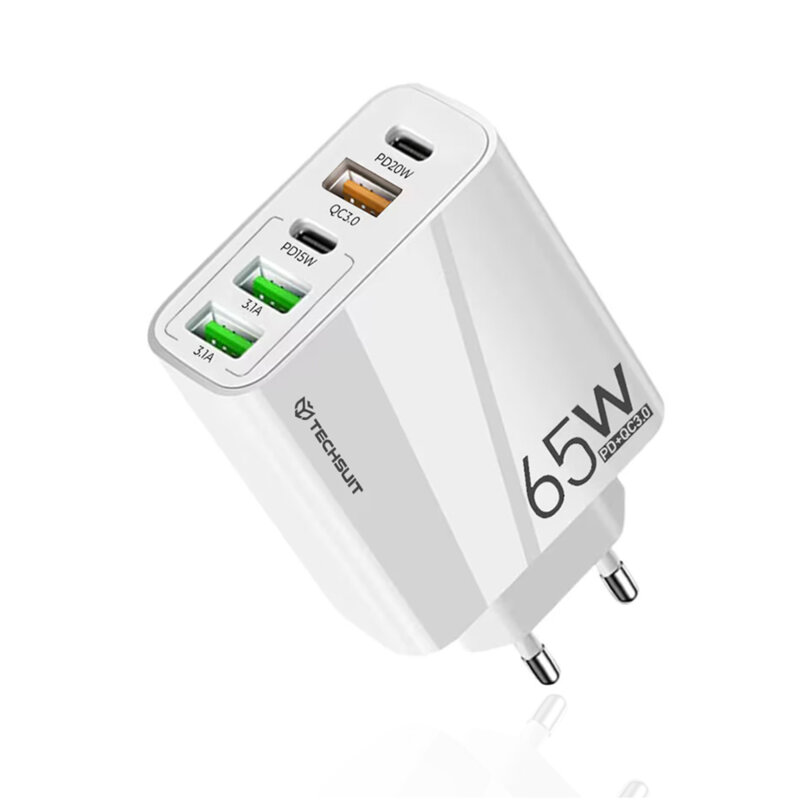 Incarcator retea USB Quick Charge 65W Techsuit, alb, CHC2