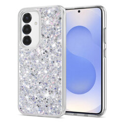 Husa cu sclipici Samsung Galaxy S25 Techsuit Sparkly Glitter, alb