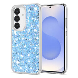 Husa cu sclipici Samsung Galaxy S25 Techsuit Sparkly Glitter, bleu