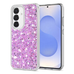 Husa cu sclipici Samsung Galaxy S25 Techsuit Sparkly Glitter, magenta